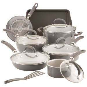 Create+Delicious+13pc+Enameled+Aluminum+Cookware+Gray+Shimmer