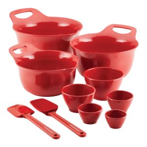 Melamine+10pc+Mix+%26+Measure+Mixing+Bowl+Set++Red