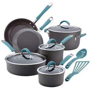 12pc+Cucina+Hard-Anodized+Cookware+Set+Agave+Blue