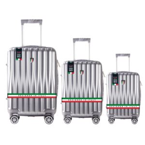 Tucci+BARATRO+3pc+Luggage+Set+-+Silver%2FWhite