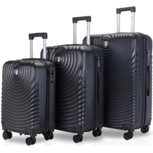 Tucci+GENESI+3pc+Luggage+Set+-+Black