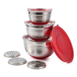 10pc+18%2F10+Stainless+Steel+Mixing+Bowl+Set+Red