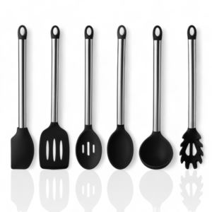 6pc+Silicone+Kitchen+Utensil+Set+w%2F+Stainless+Steel+Handles