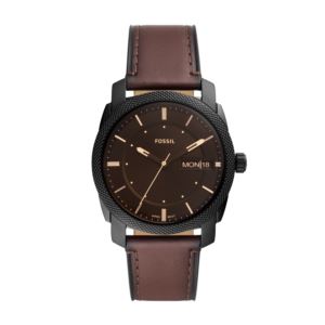 Men%27s+Machine+Black+%26+Brown+Leather+Strap+Watch+Brown+Dial