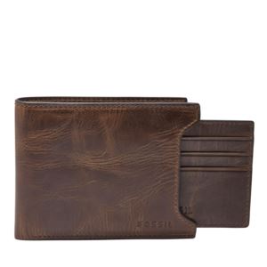 Derrick+Leather+RFID+Sliding+2-in-1+Wallet+Brown