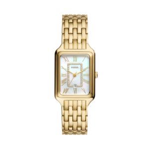 Ladies%27+Raquel+Gold-Tone+Stainless+Steel+Rectangular+Watch+MOP+Dial