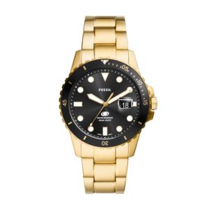 Men%27s+Fossil+Blue+Dive+Gold-Tone+Stainless+Steel+Watch+Black+Dial