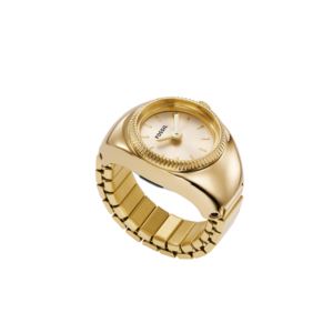 Ladies+Gold-Tone+Stainless+Steel+Ring+Watch+Gold+Dial