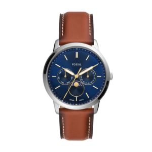 Men%27s+Neutra+Moonphase+Brown+Leather+Watch+Blue+Dial