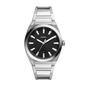 Men%27s+Everett+Silver-Tone+Stainless+Steel+Watch+Black+Dial