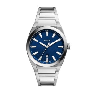 Men%27s+Everett+Silver-Tone+Stainless+Steel+Watch+Blue+Dial