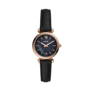 Ladies+Carlie+Mini+Rose+Gold+%26+Black+Leather+Strap+Watch+Black+Dial