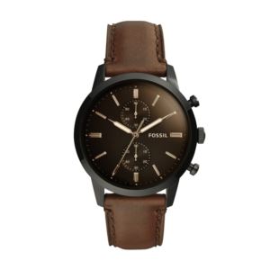 Mens+Townsman+Chronograph+Dark+Brown+Leather+Strap+Watch+Brown+Dial