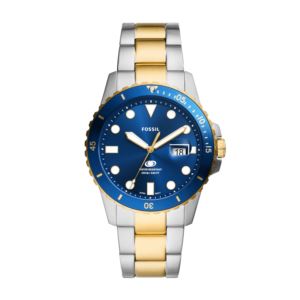 Men%27s+Fossil+Blue+Dive+Two-Tone+Stainless+Steel+Watch+Blue+Dial