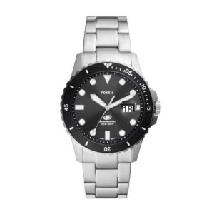 Men%27s+Fossil+Blue+Silver-Tone+Stainless+Steel+Watch+Black+Dial