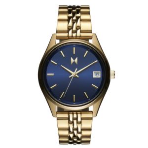 Ladies%27+Rise+Boyfriend+Gold-Tone+Stainless+Steel+Watch+Navy+Dial