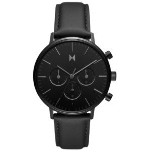 Mens+Legacy+Traveler+Dual+Time+Panther+Black+Leather+Strap+Watch+Black+Dial