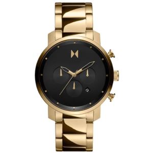 Mens+Chrono+Gold-Tone+Stainless+Steel+Watch+Black+Dial