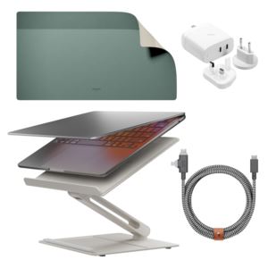 Home+Desk+Bundle+w%2F+Laptop+Stand+Mat+GaN+Charger+Belt+Duo+Cable+-+Sandstone