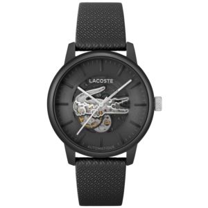 Men%27s+12.12+Automatique+Black+Leather+Strap+Watch+Black+Croc+Dial