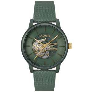 Men%27s+12.12+Automatique+Green+Leather+Strap+Watch+Green+Croc+Dial