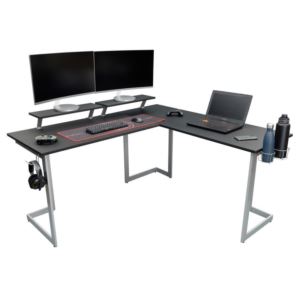 Techni+Sport+Warrior+L-Shaped+Gaming+Desk-Black