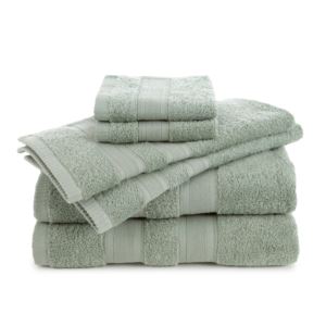 Solid+Low+Lint+6pc+Bath+Towel+Set+Moss+Green