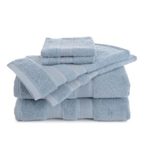 Solid+Low+Lint+6pc+Bath+Towel+Set+Sky+Blue