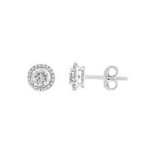 LALI+Jewels+14K+White+Gold+Diamond+And+White+Topaz+Earring