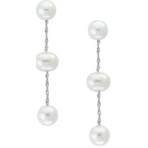 LALI+Jewels+14K+White+Gold+White+Fresh+Water+Pearl+Earring