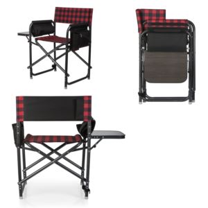 Outdoor+Directors+Folding+Chair+Red+%26+Black+Buffalo+Plaid+Pattern