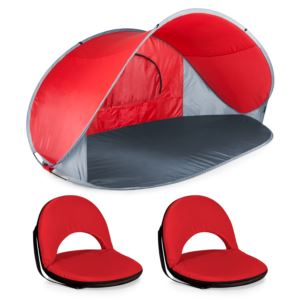 Manta+Portable+Beach+Tent+w%2F+2+Portable+Recliner+Seats+Red