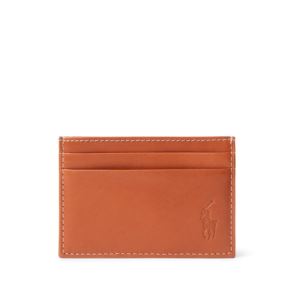 Leather+Card+Case+with+Money+Clip+Brown