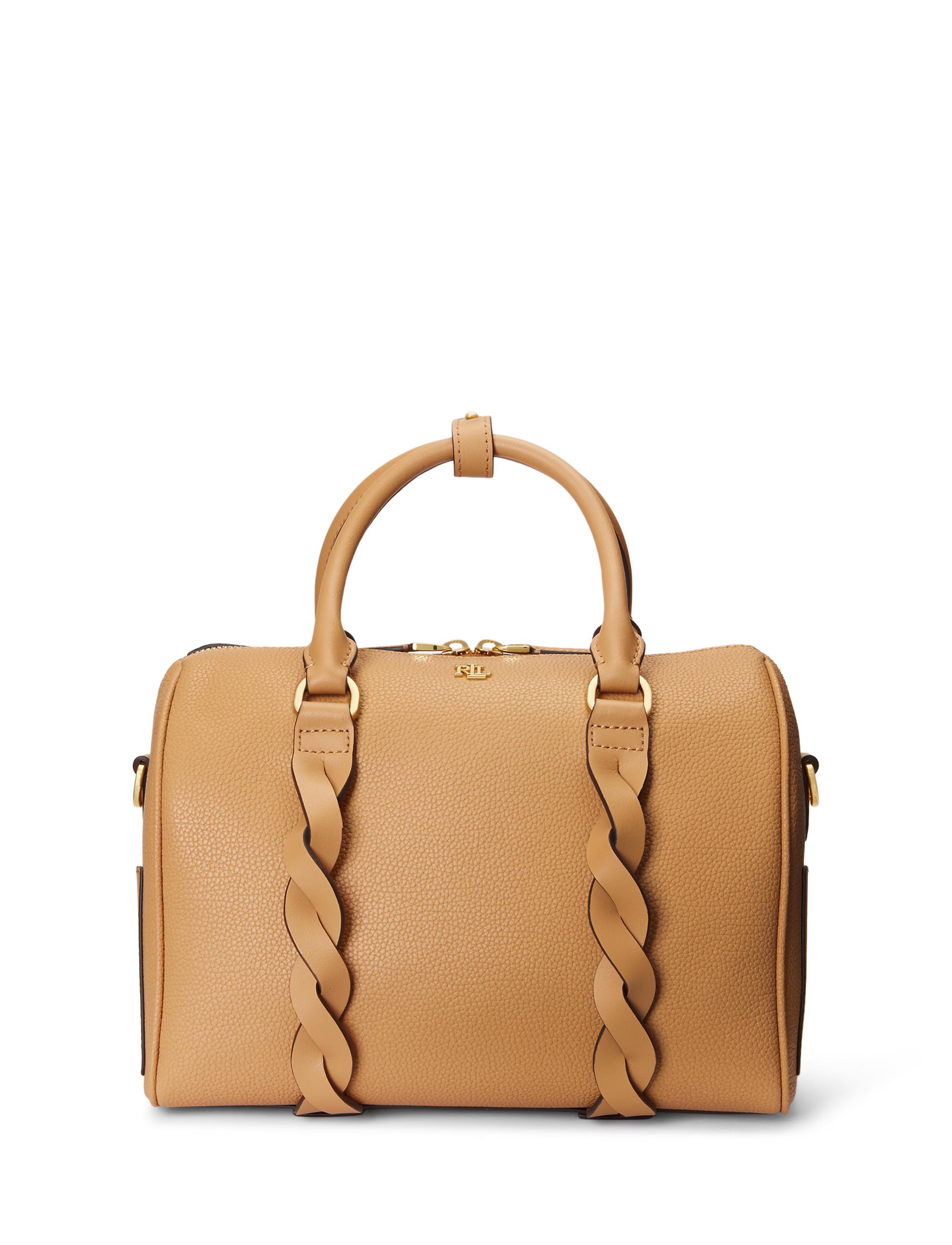 Braided Leather Med Kaden Satchel in Buff