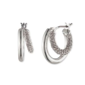 Small+Pave+Split+Hoops+Earrings+Silver