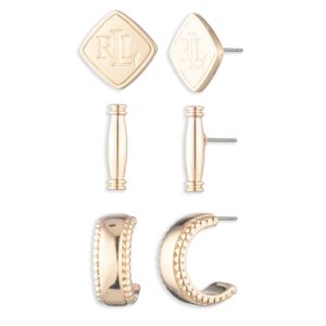 Goldtone+3-Pc+Earring+Set