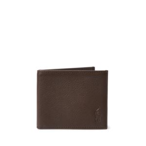 Pebbled+Leather+Billfold+in+Brown