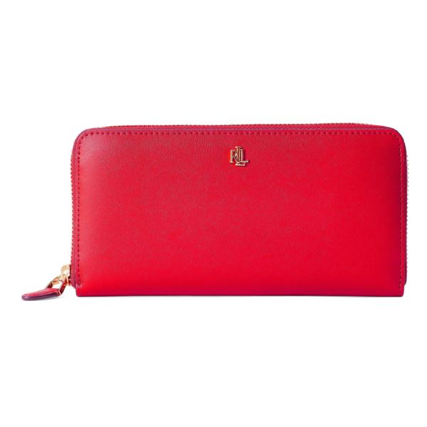 Leather Continental Zip Wallet - Red