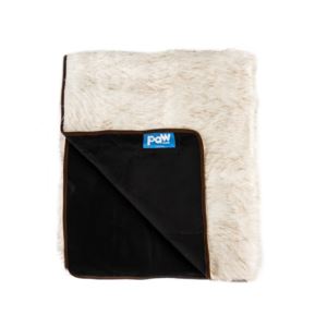 PAW+PupProtector+Waterproof+Faux+Fur+Throw+Blanket+-+White+w%2FBrown+Accents+-+Large