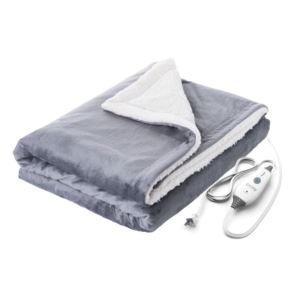 PureRelief+Plush+Heated+Throw+Blanket+Gray