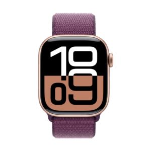 Watch+Series+10+GPS+42mm+Rose+Gold+Aluminum+Case+w%2F+Plum+Sport+Loop