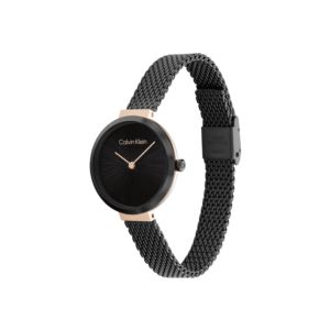 Ladies+Black+Stainless+Steel+Mesh+Watch+Rose+Gold+Dial