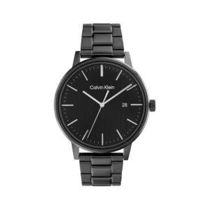 Mens+Quartz+Black+Ion-Plated+Stainless+Steel+Watch+Black+Dial