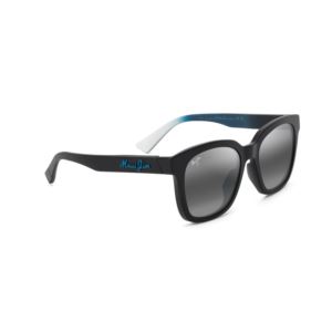 Honua+Asian+Fit+Polarized+Sunglasses+Matte+Black%2FWhite+Frame+Neutral+Gray+Lens