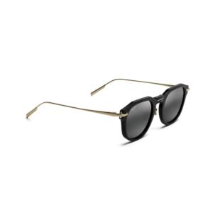 Alika+Polarized+Sunglasses+Black+w%2F+Gold+Frame+Neutral+Gray+Lens