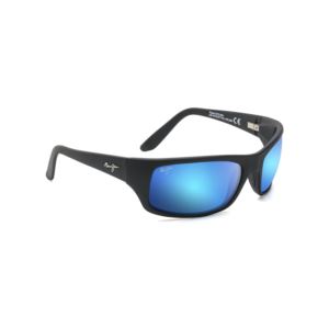 Peahi+Polarized+Sunglasses+Black+Matte+Frame+Blue+Hawaii+Lens