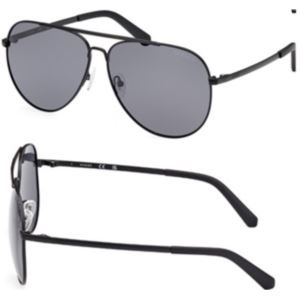 Guess+Mens+Metal+Aviator+Sunglasses+-+Matte+Black%2FSmoke+Polarized