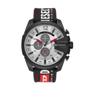 Men%27s+Mega+Chief+Chronograph+Black+Nylon%2FSilicone+Strap+Watch+Silver+Dial