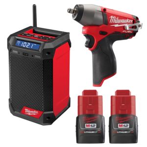 M12+FUEL+3%2F8%22+Impact+Wrench+w%2F+Radio+%2B+Charger+%26+2+Battery+Packs