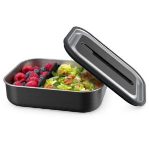 MicroSteal+Microwaveable+Leakproof+Lunch+Box+w%2F+Divider+Carbon+Black